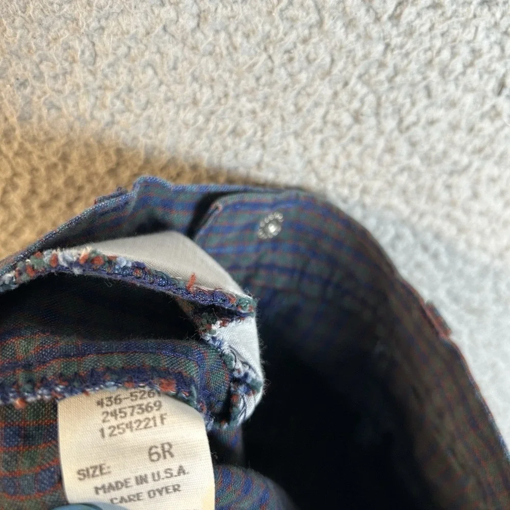 Vintage OshKosh B'gosh Plaid Pants 6R Blue Green Made In USA